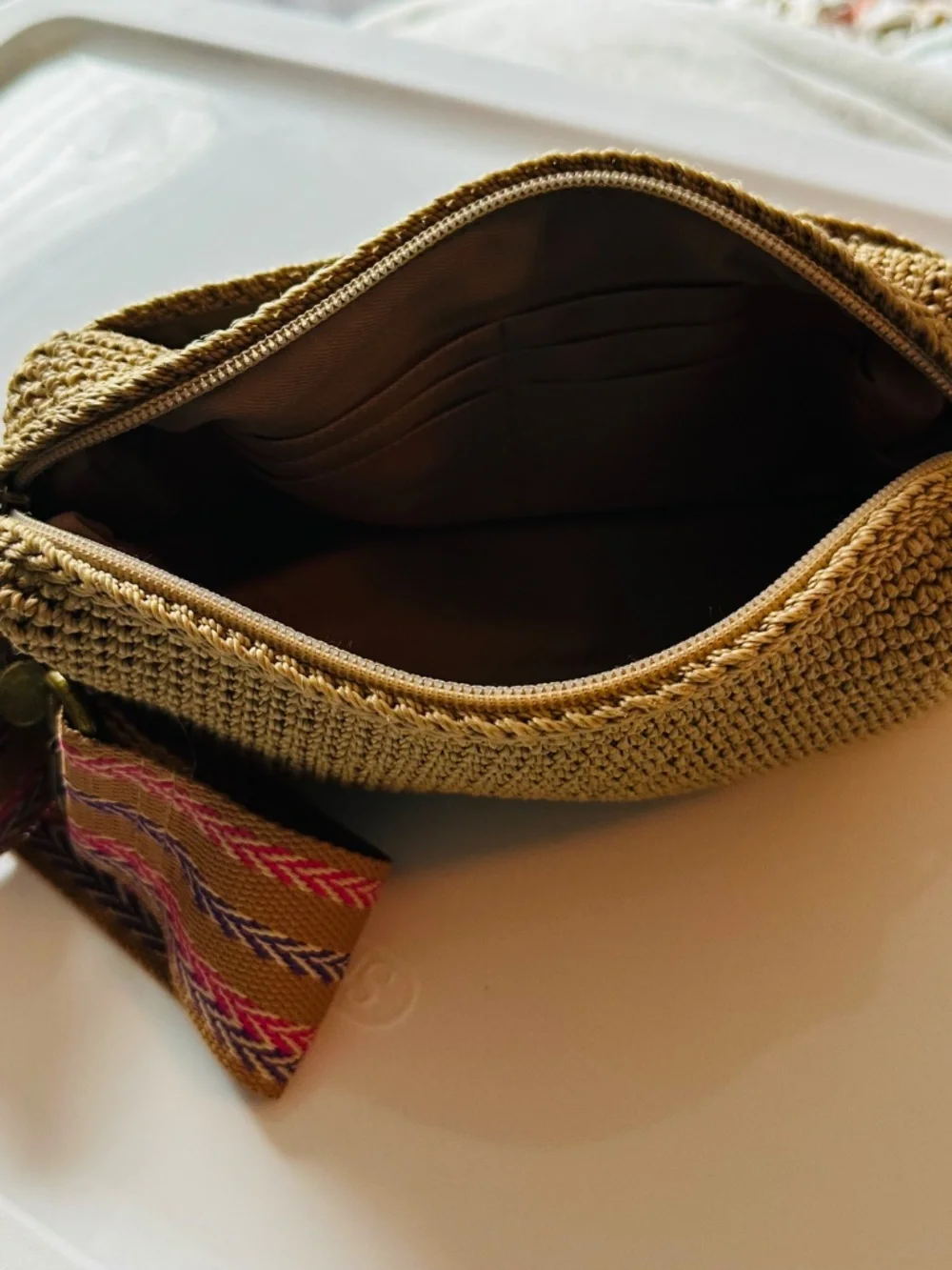 Like New - The Sak small natural bag with wide strap - adjustable